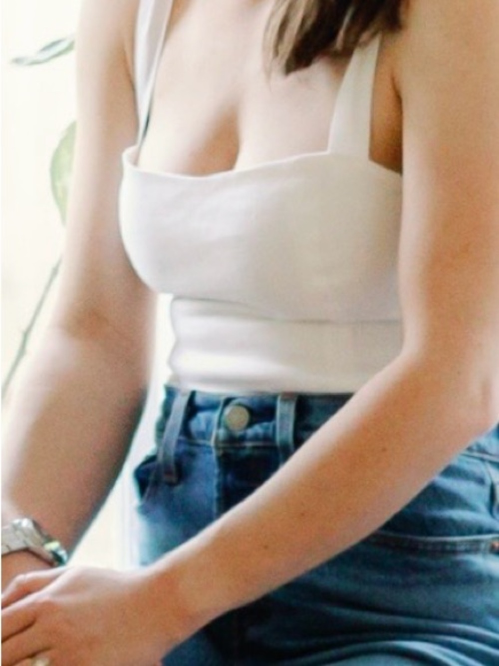 Reformation White Linen Smocked Bustier Top